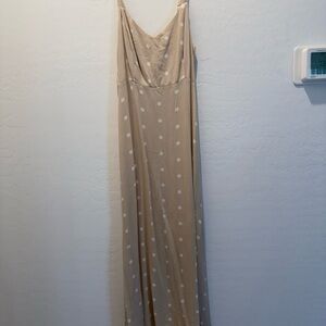 Old Navy Tan Maxi Dress with White Polka Dots